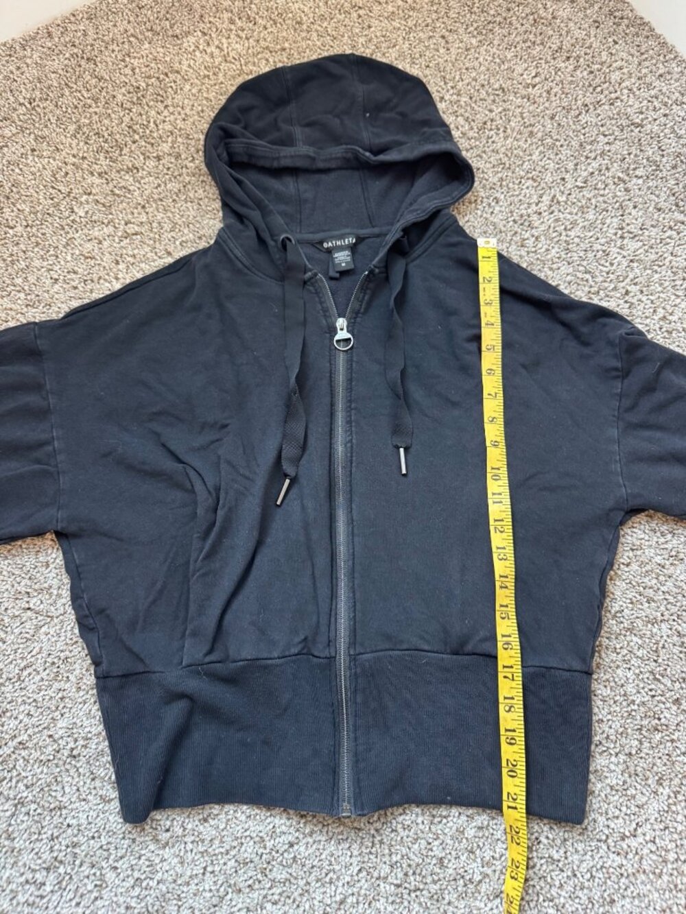 Athleta Womens Black Balance Sweatshirt Full-Zip Hoodie Thumbholes Size Medium - Picture 10 of 13